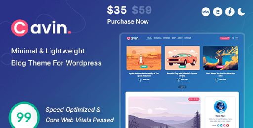 Cavin | Minimal &amp; Lightweight WordPress Blog Theme