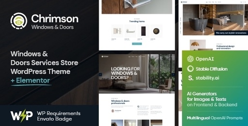 Chrimson | Windows &amp; Doors Installation Services Store WordPress Theme + AI