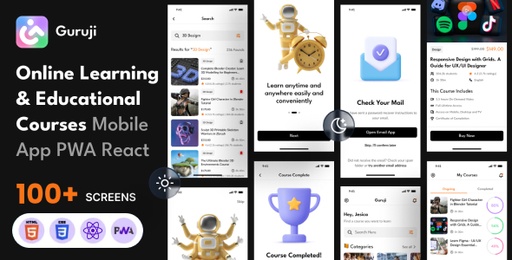 Guruji  Online Learning and Education Mobile App PWA React Template
