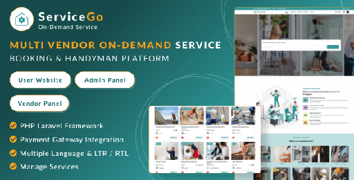 ServiceGo  Multi Vendor On-Demand Service &amp; Handyman Booking Marketplace