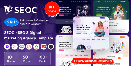 SEOC  SEO &amp; Digital Marketing Agency PHP, Laravel 11, Codeigniter, Symfony 7 &amp; CakePHP Template