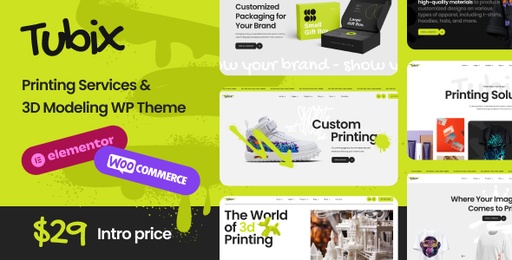 Tubix  Printing Servises &amp; 3D Design WordPress Theme
