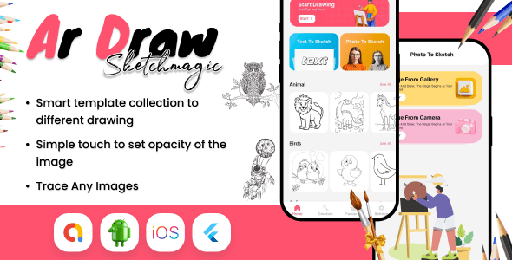 AR Draw Sketch &amp; Paint Flutter Application | PHP Admin Panel |