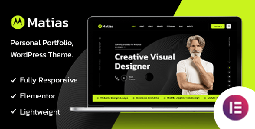 Matias  Dark Personal Portfolio Elementor WordPress Theme