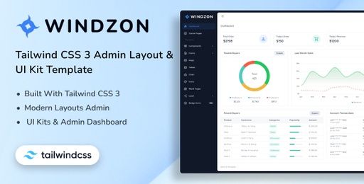 Windzon- Tailwind CSS 3 Admin Layout &amp; UI Kit Template