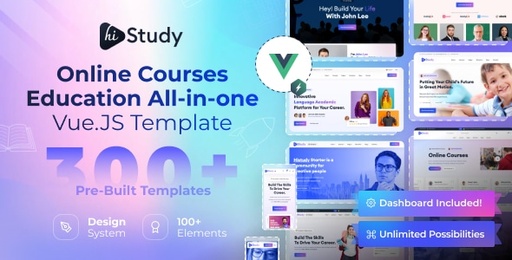 HiStudy  Online Courses &amp; Education Vue NuxtJS Template