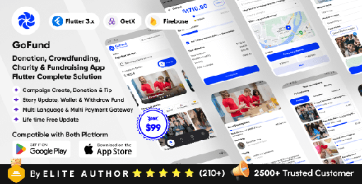 GoFund  Donation, Crowdfunding, Charity &amp; Fundraising App | Raise Funds | Flutter Complete Solution