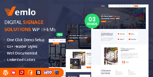 Vemlo  Digital Signage Services WordPress Theme