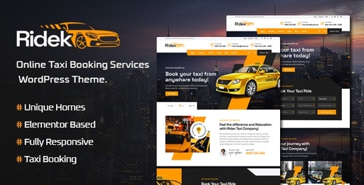 Ridek  Online Taxi Booking Service WordPress Theme
