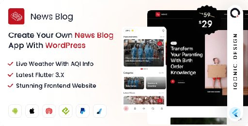 News Blog  News App with Flutter + Website with WordPress Backend