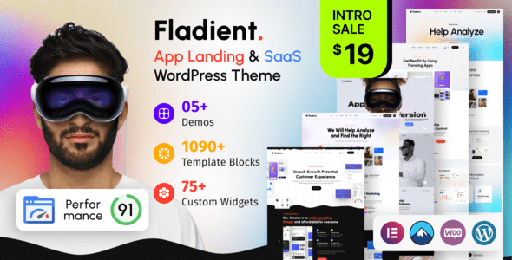 Fladient  App Landing &amp; SaaS WordPress Theme