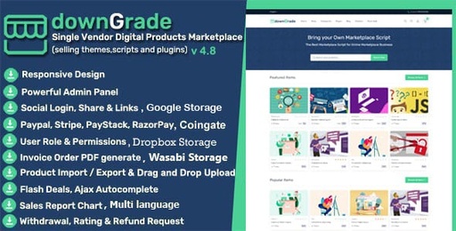 downGrade  Single Vendor Digital Products Marketplace