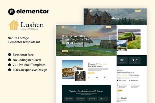 Lushen  Nature Cottage Elementor Template Kit