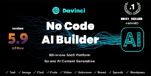 DaVinci AI  OpenAI Content, Text, Image, Voice, Chat, Code, Transcript, and Video Generator as SaaS