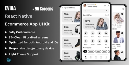 Evira  Ecommerce React Native CLI App Ui Kit