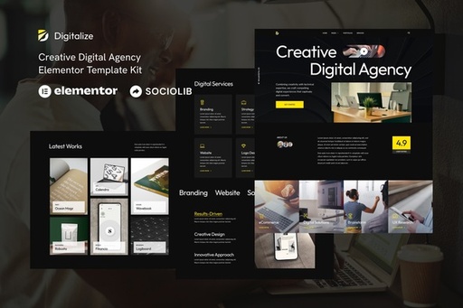 Digitalize  Creative Digital Agency &amp; Portfolios Elementor Template Kit