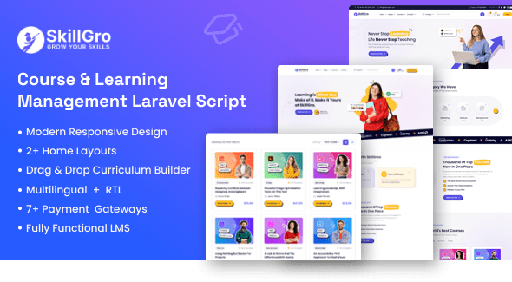 SkillGro  Course &amp; Learning Management System Laravel Script (LMS)