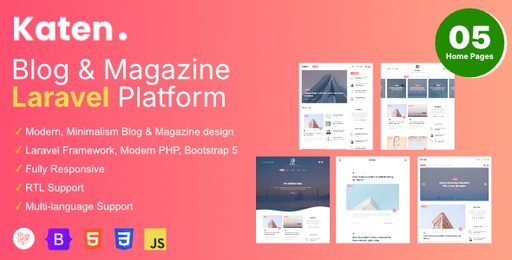 Katen  Blog &amp; Magazine Laravel Script