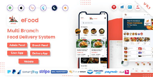 eFood  Food Delivery App with Laravel Admin Panel + Delivery Man App