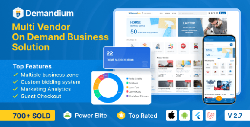 Demandium  Multi Provider On Demand, Handyman, Home service App with admin panel
