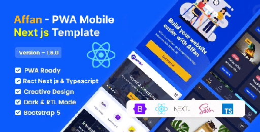 Affan  PWA Mobile React Next js Template