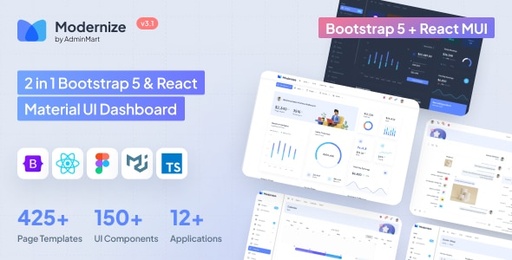 Modernize Bootstrap 5 &amp; React MUI Admin Dashboard