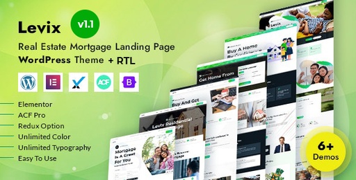 Levix  Real Estate Mortgage Landing WordPress Theme