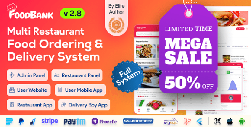 FoodBank Multi Restaurant  Food Delivery App | Restaurant App with Admin &amp; Restaurant Panel