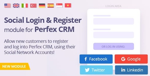 Social Media Login module for Perfex  Register and Log-in using social networks