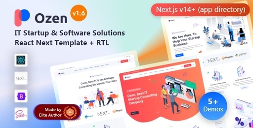 Ozen  IT Startup &amp; Software Solutions React Nextjs 14 Template