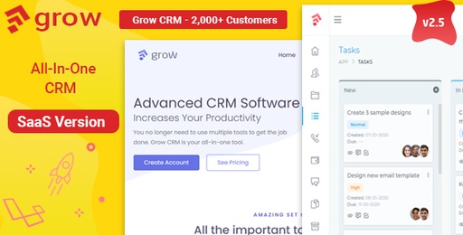 Grow CRM SaaS  Laravel Project Management  Multitenancy