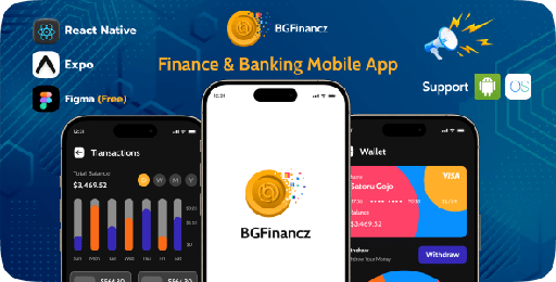 BG Finance  Banking React Native Expo App | Free Figma | iOS | Android