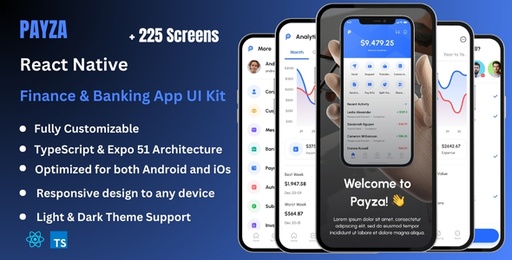 Payza Pro  Finance, Banking, E-Wallet &amp; Online Payment React Native Expo App Ui Kit