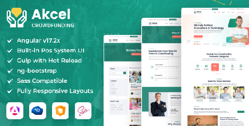 Akcel  Angular 17+ Crowdfunding &amp; Charity Template