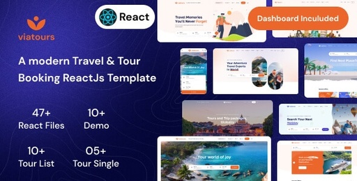 ViaTours  Travel &amp; Tour Agency ReactJs Template