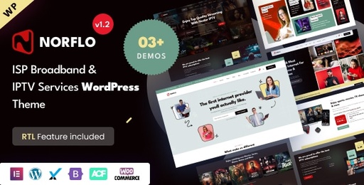 Norflo  ISP &amp; IPTV Services Elementor WordPress Theme