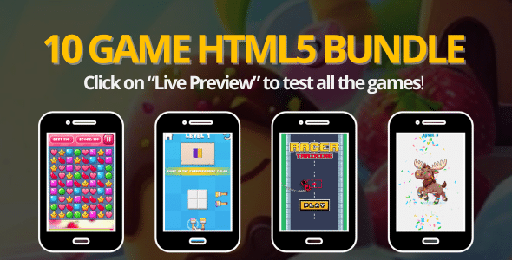 10 Game Bundle  Mega offer  HTML5 Game (all source files included)