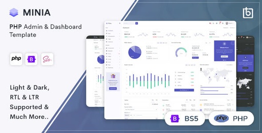 Minia  PHP Admin &amp; Dashboard Template