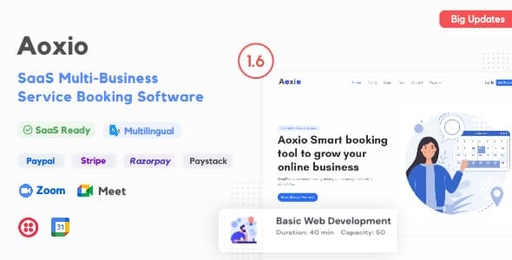 Aoxio  SaaS Multi-Business Service Booking Software