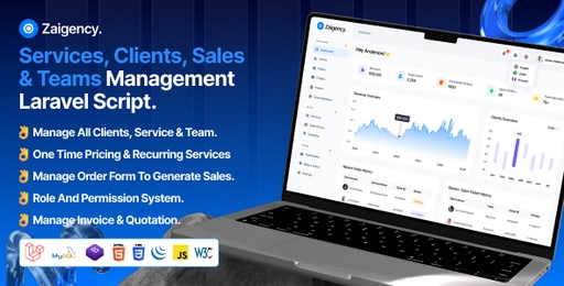 Zaigency  Services, Clients, Sales &amp; Teams Management Laravel Script