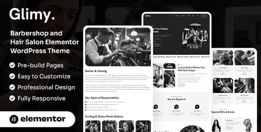 Glimy  Barbershop and Hair Salon WordPress Theme
