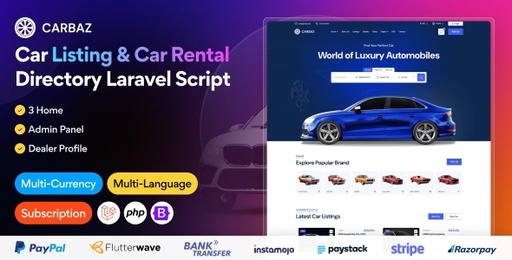 Carbaz  Car listing &amp; Car Rental Directory Laravel Script