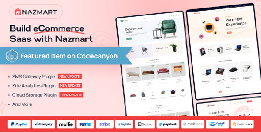 Nazmart  Multi-Tenancy eCommerce Platform (SAAS)- Extended License