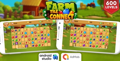 Farm Tile Connect  Matching Game Android Studio Project with AdMob Ads + Ready to Publish