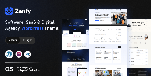 Zenfy  Software, SaaS &amp; Digital Agency WordPress Theme