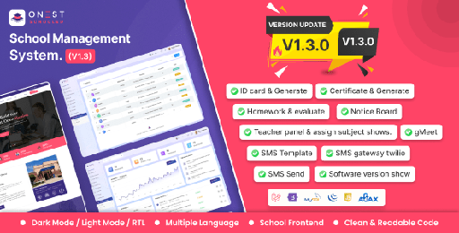 Onest Schooled  School Management System Laravel Script