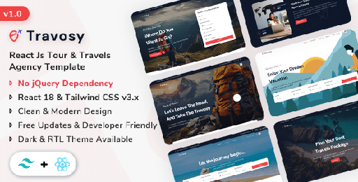 Travosy  React Js Tour &amp; Travel Agency Template
