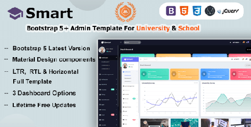 Smart  Bootstrap 5 Material Design Admin Dashboard Template for University, School &amp; Colleges