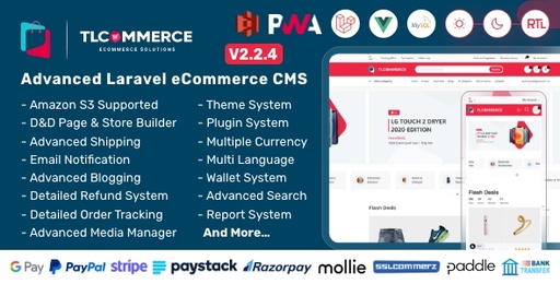 TLCommerce | Laravel &amp; VueJS Powered Ecommerce CMS with PWA