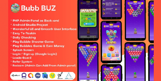 Bubb Buz Bubble Shooter Game  Rewards Earning App Android Studio Project